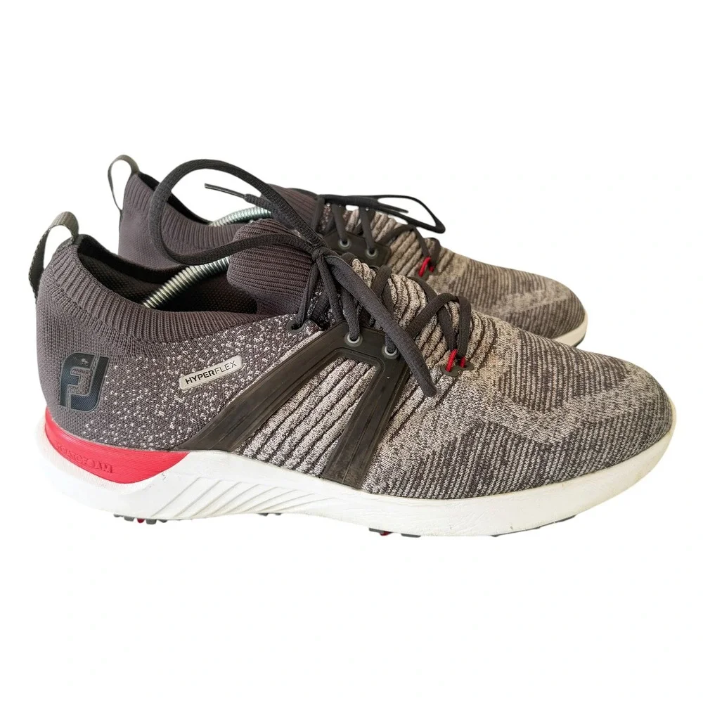 FootJoy HyperFlex Mens Size 12 Golf Shoes Grey‎ Red Strato Foam Spiked Sneaker